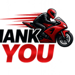 RGM Kenya motorcycle logo with rider on red bike, thank you message.