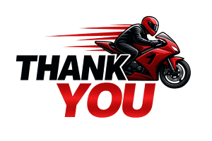 RGM Kenya motorcycle logo with rider on red bike, thank you message.